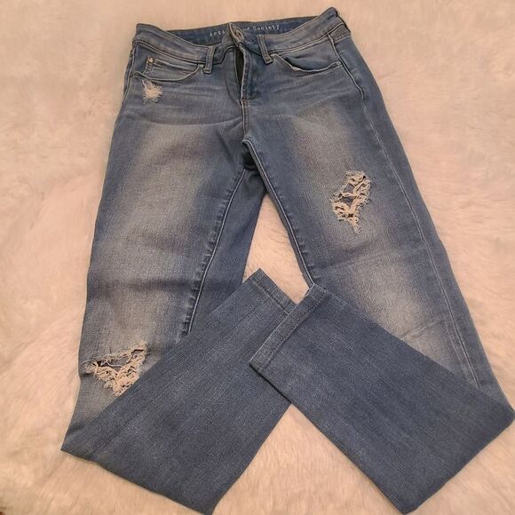 Articles of Society Sz 25 Sarah Peak Skinny Distroyed Jeans EUC - Picture 1 of 5